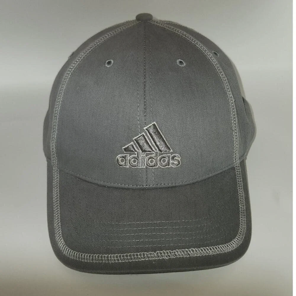 Adidas Grey Logo on Grey Hat with Stitching‎ detail Strap Back EUC